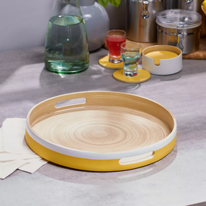 Haute qualité meilleur prix filé bambou rond plateau de service belle couleur fabriqué à la main par vietnamien en gros - Product Image 6