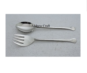 Útiles herramientas de cocina, servidor de ensalada de acero inoxidable, juego de Servicio de ensalada Manual operado a mano, cubiertos reutilizables seguros para alimentos al mejor precio - Product Image 1