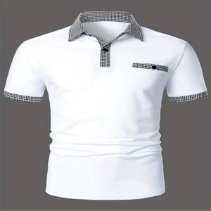 Camiseta de polo para hombre de 220gsm con cuello rígido de talla grande, transpirable y elegante - Product Image 3