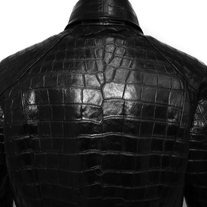 High Quality Black for Embossed Plating <b>Viscos</b> Lining Waterproof Vintage Winter Men's Leather Jacket Double Zipper - Product Image 5