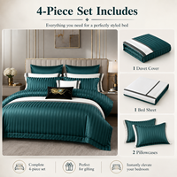 Ensembles de draps et taies d'oreiller 4 pièces en gros avec housse de couette, ensemble de literie personnalisé OEM ODM, doux et lavable pour hôtel, maison, marque privée