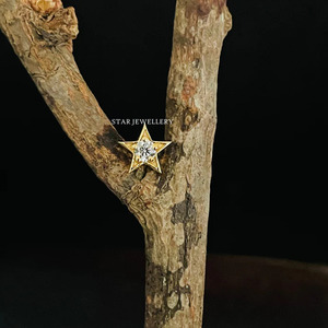 14K or massif diamant naturel étoile nez/oreille goujon bijoux fins. - Product Image 4