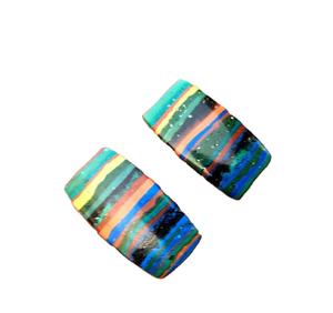 High Quality 2-Piece Natural <b>Rainbow</b> Calcsilica Cabochons Smooth Rectangle Shape Stone Beads Wholesale Loose Gemstone Beads - Product Image 1