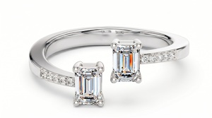 <b>Emerald</b> Cut Diamond <b>Ring</b> With Side Diamonds For Women Engagement Classic Style Lab Grown Diamonds - Product Image 2
