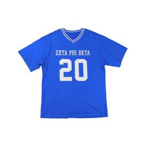 Zeta phi Beta เสื้อฟุตบอล chenille ใหญ่พิเศษเสื้อ100% สีฟ้าผ้าโพลีเอสเตอร์ปักโล่คอวีลายคู่ - Product Image 3