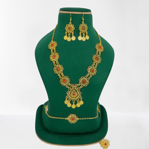 Conjunto de Collar corto chapado en oro de calidad superior de nuevo diseño con pendientes, anillo y pulsera, joyería con acabado fino encantador - Product Image 1