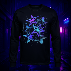 <b>Y2K</b> Grunge Stars Vintage Graphic Long Sleeve T-<b>Shirt</b> 2000s Cyber Style for Promotions - Product Image 3