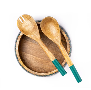 Cuillère en bois et résine Cuillère à salade et fourchette en bois d'acacia de la meilleure qualité Ensemble de couverts Artisanat Meilleur prix - Product Image 1
