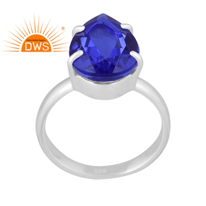 Best Selling Fine Sterling Silver Doublet Tanzanite Quartz Gemstone Stackable <b>Ring</b> Custom Jewelry Manufacturer - Product Image 1