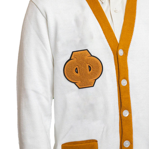 1922 Sorority |Sigma| |Gamma| |Rho| Women's V neck Custom Acrylic <b>Cardigan</b> White & Yellow Chenille Embroidered Logo <b>Button</b> - Product Image 6