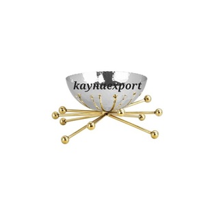 Bol décoratif en métal de style ovale, moderne, luxueux, écologique, argenté, nickelé, plat à salade, support design, utilisation pour les fêtes, brillant - Product Image 6