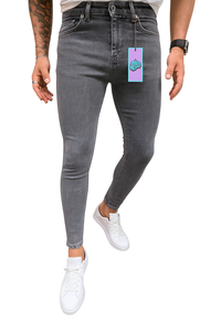 Jean slim extensible pour homme, coupe droite, taille mi-haute, denim coloré délavé et vieilli, poids lourd, idéal pour toutes les saisons - Product Image 4