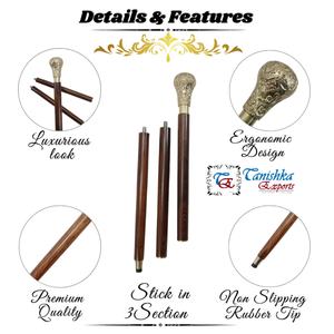 Bastón de Madera Náutico de Estilo Antiguo Pulido con Mango de Latón, Hecho a Mano, Duradero y Ajustable para Campamento al Aire Libre - Product Image 2