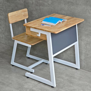 Ensemble bureau et chaise d'étudiant BGHS006 avec pieds en fer confortables en forme de C, mobilier scolaire en bois et métal - Product Image 5