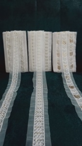 Tissu de dentelle perlée personnalisable de qualité supérieure avec des paillettes de perles de verre de broderie écologiques pour la mode couture - Product Image 2