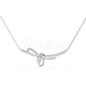 Collier attrayant en argent sterling 925 avec diamants pavés de taille ronde plaqués argent pour fiançailles cadeau fantaisie pour les femmes - Product Image 1