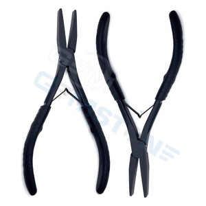 Pince à bec plat professionnelle pour extensions de cheveux GEMSTONE ENTERPRISES, en acier inoxydable noir, durable, réutilisable, logo personnalisé, usage en salon - Product Image 5