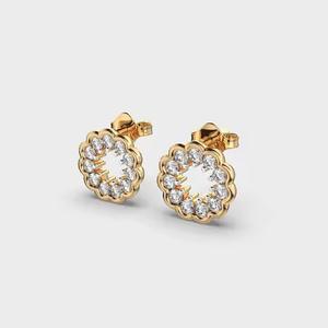 18k Gold Religious Style Starry Night <b>Fashion</b> <b>Stud</b> <b>Earrings</b> with Moissanite for Engagement - Product Image 5