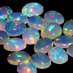 Cabochons d'opale éthiopienne naturelle pierres précieuses en vrac pour la fabrication de bijoux 3x5,4x6,5x7,7x9mm forme ovale d'opale de feu multicolore en gros - Product Image 2