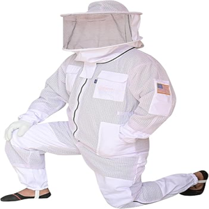 Costume d'apiculture complet à 3 couches de haute qualité en coton respirant ininflammable avec vêtements de sécurité en voile de maille - Product Image 3