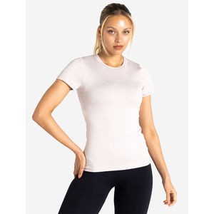 T-shirt pour femme en coton gris clair d'hiver personnalisé, respirant, extensible, manches courtes, col rond, yoga, 100% coton, séchage rapide, anti-boulochage - Product Image 1