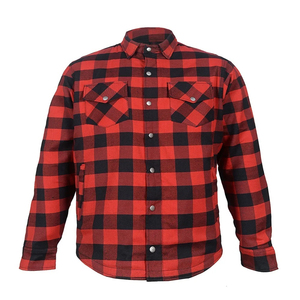 Chemise élégante en flanelle à carreaux gris et noir avec poches poitrine et chemise durable en Kevlar pour vêtements de travail et activités de plein air pour hommes - Product Image 3