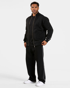 Nouveau design personnalisé, sweat à capuche et jogging noirs pour homme avec passepoil, ensemble de survêtement deux pièces respirant pour homme, streetwear, ensemble de survêtement pour homme - Product Image 1