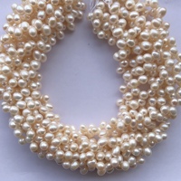 Perles de culture d'eau douce naturelles jaunes et blanches de 6 mm et 8 mm, forme pomme de terre, perçées sur le côté, vente directe usine, nouveau fil AAAA
