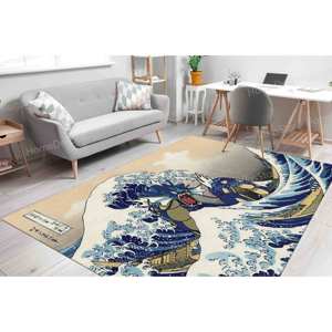 Tapis imprimé en 3D Wave Off Kanagawa, japonais, pour chambre à coucher, décoration de salon, tapis en chenille - Product Image 2