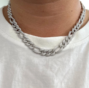 Chaîne à maillons Hip Hop Figaro en argent massif 925 de 12mm plaqué or 18 carats avec testeur de passes de diamant Moissanite VVS1 clouté 16-30 pouces - Product Image 5