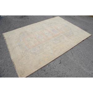 พรมตุรกี, พรมขนาดใหญ่ 5.6x7.9 ฟุต, พรมวินเทจลายพรางสีเบจทำจากขนสัตว์ - Product Image 3