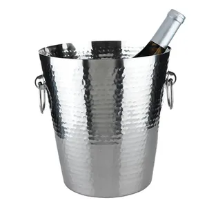 Seau à glace en métal argenté de qualité supérieure pour hôtel et bar | Refroidisseur de vin de champagne avec logo personnalisé | Baignoire de boisson de fête de restaurant et d'événement - Product Image 2
