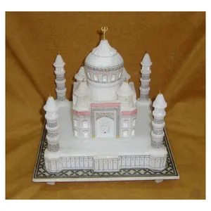 Model Taj Mahal dekoratif marmer putih gaya populer dengan pekerjaan tangan unik tampilan tradisional Taj Mahal untuk pembeli dengan harga murah