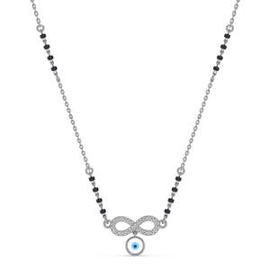 Compre un Mangalsutra de Plata Pura con Baño de Oro, Cadena de Perlas y Diamantes, Estilo Étnico Religioso, Regalo Perfecto para su Esposa - Product Image 1