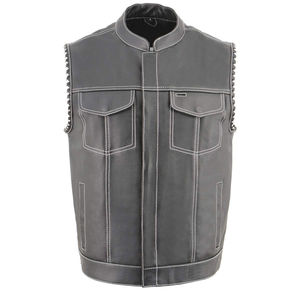Gilet en cuir vintage pour homme, imperméable, respirant, décontracté, streetwear, coupe ajustée, élégant, sans manches, vêtement d'extérieur - Product Image 5