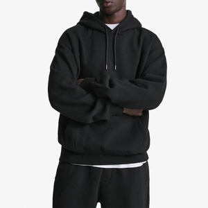 Conjunto de Sudadera con Capucha y Pantalones Deportivos Extra Grandes para Hombre, con Logotipo Personalizado, Color Negro, Estilo Urbano, Felpa, Corte Holgado, 2 Piezas - Product Image 5