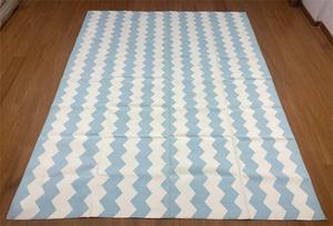 พรมทอมือจากผ้าฝ้าย สีฟ้าขาว ลายเชฟรอน นุ่ม เบา กันลื่น เป็นมิตรกับสิ่งแวดล้อม พรมละหมาดสไตล์เมดิเตอร์เรเนียน - Product Image 2