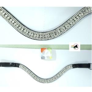 Direct From India English Racing Clear Crystal Horse Brow Band with Snap Button Halter for Riding - Product Image 1