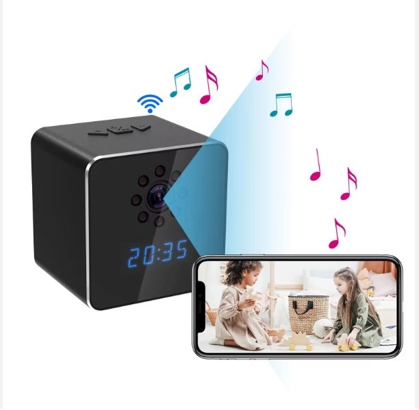 HD 1080P WiFi Camera Motion Detection Video Recording for Home Office Mini Security IP Camera Clock App Remote With Speaker