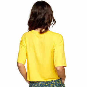 Top corto de Venta caliente para mujer, camiseta cuadrada de algodón 100% con malla transpirable de manga corta recortada para elementos esenciales de verano - Product Image 2