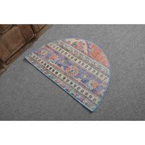 Tapis turc vintage 2,4x1,4 pieds, tapis camouflage bleu - Product Image 1