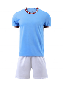 Uniforme de fútbol personalizado en blanco para hombre, uniformes de fútbol de poliéster azul cielo, camisetas, uniforme de fútbol Unisex con logotipo personalizado - Product Image 6