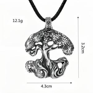 yunnique European American Style <b>Titanium</b> Steel Necklace for Men Retro Tree Life Pendant Stainless Steel for Gift - Product Image 5