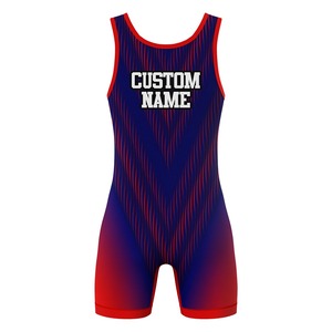 ชุดมวยปล้ำผู้ใหญ่แบบสั่งทำคุณภาพสูง น้ำหนักเบา ผลิตด้วยเทคนิคซับลิเมชั่น ผ้าสแปนเด็กซ์/โพลีเอสเตอร์ ระบายอากาศ แห้งเร็ว พร้อมโลโก้ด้านหน้า - Product Image 1