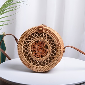 100% Handcrafted <b>Women</b> Round <b>Beach</b> Rattan <b>Bag</b> OEM Accepted Eco Friendly <b>Bags</b> Made in Vietnam - Product Image 3