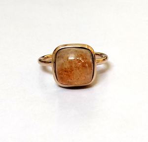 กุหลาบชุบทองธรรมชาติอาทิตย์หินแหวนเครื่องประดับแหวนพลอยกุหลาบทองอาทิตย์หินแหวนจากอินเดีย - Product Image 4