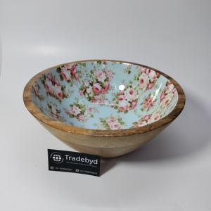 Tradebyd Multi-Color Wooden Salad <b>Bowl</b> <b>Enamel</b> Print Premium Quality Glossy Finish Luxury Style Wholesale India Business Gift - Product Image 1