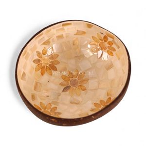 Cuenco de Coco con Incrustaciones de Nácar, Hecho a Mano, Natural, Ecológico, Estilo Bohemio, Origen Vietnam, Cuenco Decorativo para Interiores - Product Image 1