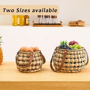 ตะกร้าหวายทรงไข่สไตล์ฟาร์มเฮาส์ยอดนิยม พร้อมหูหิ้ว สำหรับใส่ไข่สด ตะกร้าเก็บเกี่ยวอเนกประสงค์ ทำด้วยมือ ขายส่ง - Product Image 4