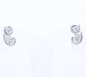 14K ทอง F VVS แล็บปลูก CVD ต่างหูเพชรโรเดียมแบบคลาสสิกตัดลูกแพร์สองชั้นเครื่องประดับที่สง่างาม - Product Image 3